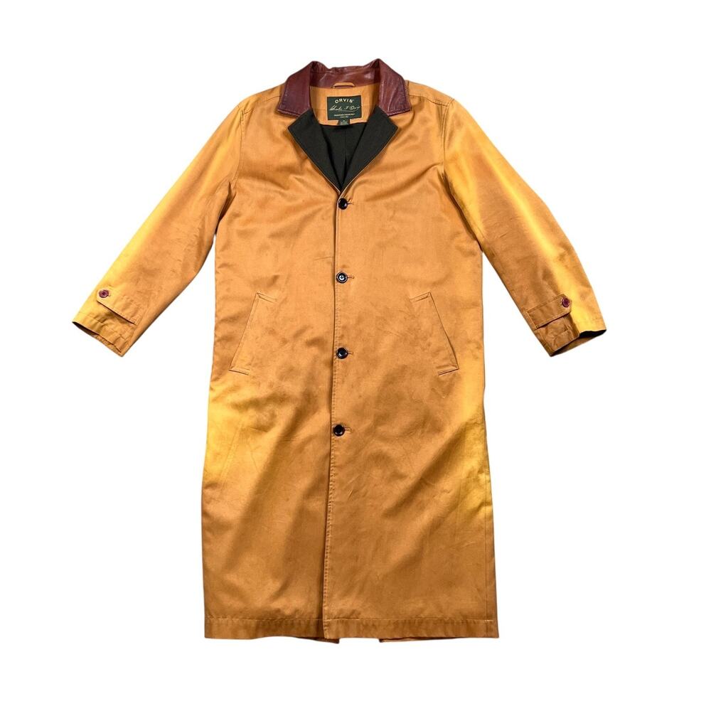 Vintage Orvis Coat Mens M Medium Brown Signature Collection Lyocell Long Trench